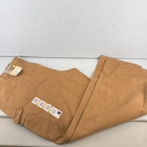 NWT CARHARTT Brown Washed Duck Work Dungaree Pants Sz 46X32 B11 Carpenter